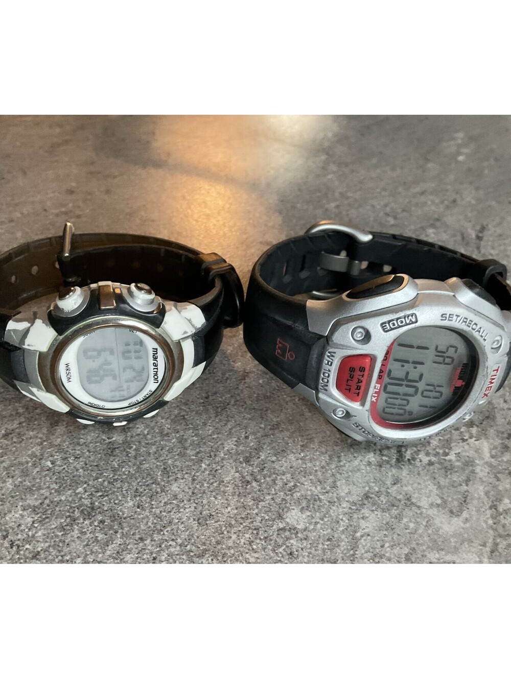Pair Of Timex Digital Watches One Mens One Womens Both Run Great Bin I